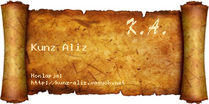Kunz Aliz névjegykártya